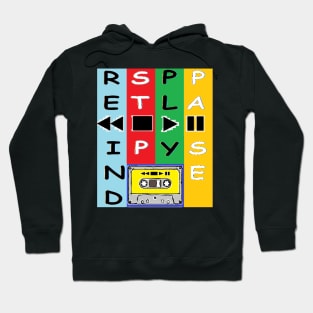 Vintage Cassette Tape Rewind Stop Play Pause by LowEndGraphics Hoodie